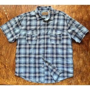 Clear Water Outfitters men’s sz L Blue Plaid 100% Cotton Button-Down Shirt